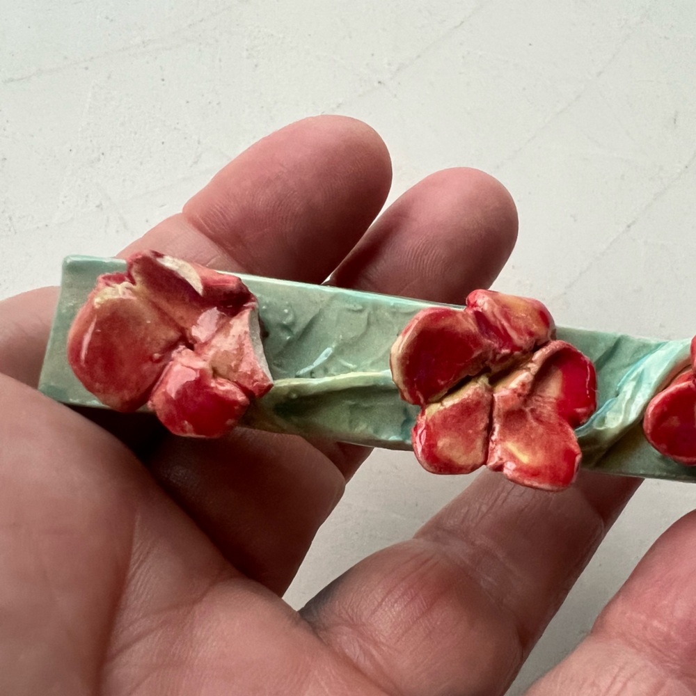 Floral Ceramic Hair Clip Handmade